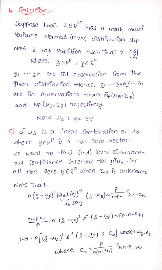 Sotution: Suppose that, 2ER has a ath mut variante Normal (vN) dfstribution N:p Nouw, 2 has Par tion Such thal 2- 최 gn are fi