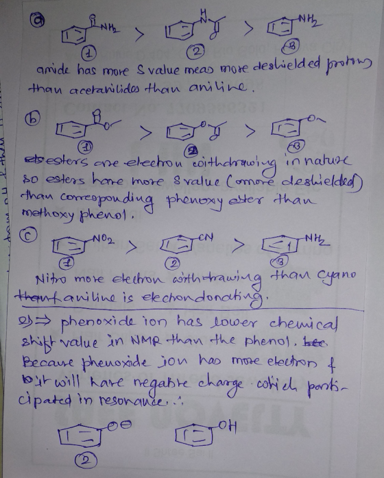 d. anvcde has more S value meao mote desbielded prwh esters hne more Svalue (oma methoxy pheno. esweldo を- themtaiina is ele