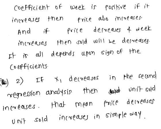 Coefficient of week s pohve if it And if Pric e rt isall depends upon sign of he Co effiient es in ha me frice deeaser U nit