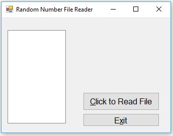 一口 Random Number File Reader × Click to Read File Exit