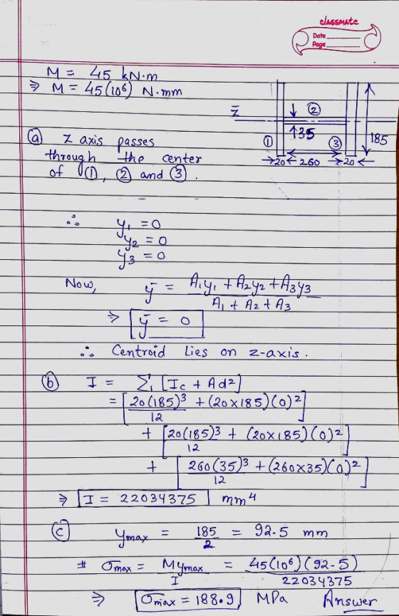 Date_ Se 3 center Centrotd Lies om z-axis. 5(o)2 la 5 12 260 35)3 + (2 12 ラー 22034375 ㄐ 8593-5 mm 22034875 Omax=188.91 MPa Ms