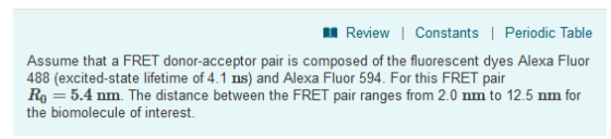l Review Constants | Periodic Table Assume that a FRET donor-acceptor pair is composed of the fluorescent dyes Alexa Fluor 48