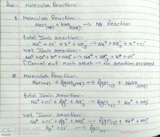 Ahs: Molecular-Reactions 1. Moleculat Reaction No Reaction total Tonic Sreaction: reacton,- [Cancel out each other-) No deact