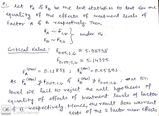 Let A FB e the tentatatinti es to kest for the the efferts of Tespectively. Then 1ualityf factor A tneatment Xevels under Ho