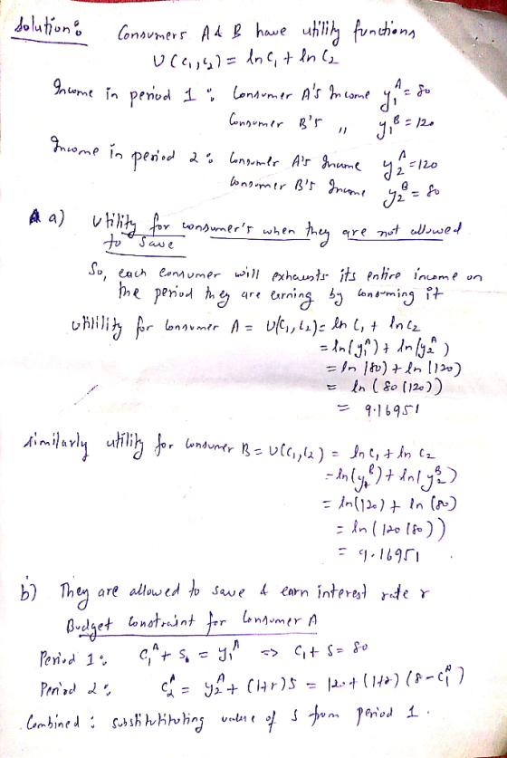 doluton hiifnng Consvmers A4 £ have A Londvmtr As ntome 9iemin penod 1 Conoumir r A 120 A a) onumerr when re ot aU^wed to