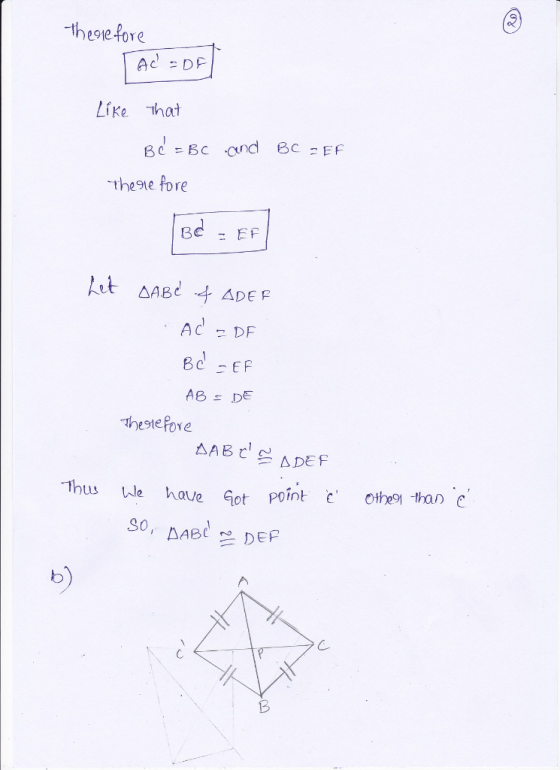 -thesne fore LiKe that thesne fore Bd EF BC-EP AB DE heste fove Thus We have Got point c. othA-hanC S0 b)