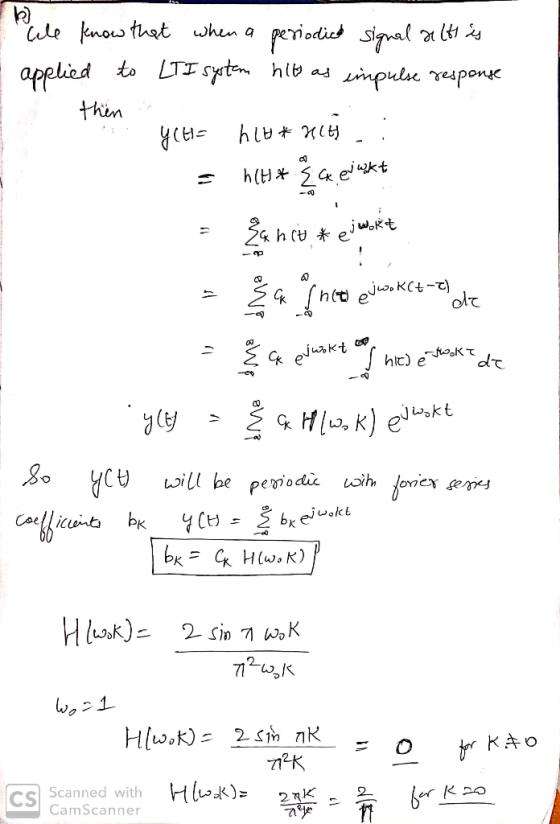 ile enow tht whn a periadied sqal to LTI syt applied inpule epone thin A2 A kt hcu ejw.Rt GR (2- hit) e dr will be penodic oi