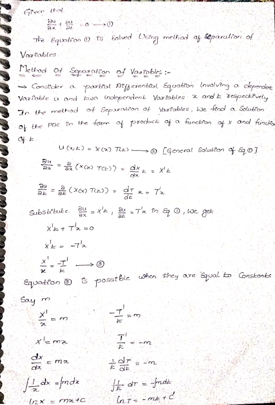 Method Seror at eon Vaz?ables:- 어 Vai table. and tton (rdependen L Var tables x I the relho o te PDE the foam eocral Solun da
