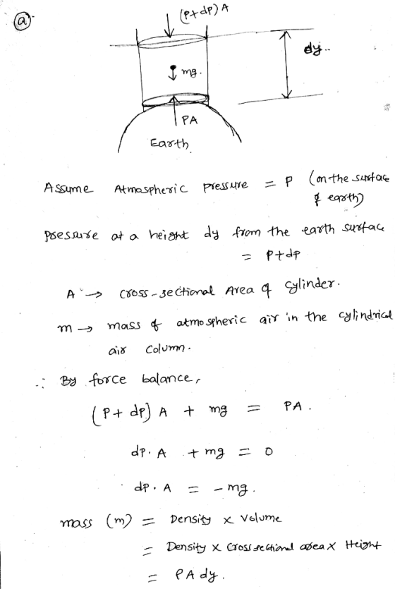 d^ mg Earth on the Sutae essure Psesuse ot a heiaht dy from the earth Susta<, Bs fosce balance.