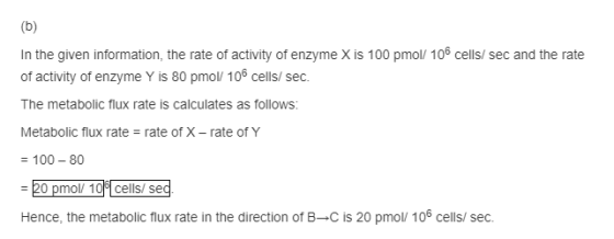 In the given information, the rate of activity of enzyme X is 100 pmol/ 106 cells/ sec and the rate of activity of enzyme Y i