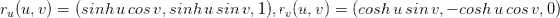 (u v)(sinhu , 1), r, (u, v)=(cosh u sinv, -cosh u cos v, 0 cos v, sinhu sin