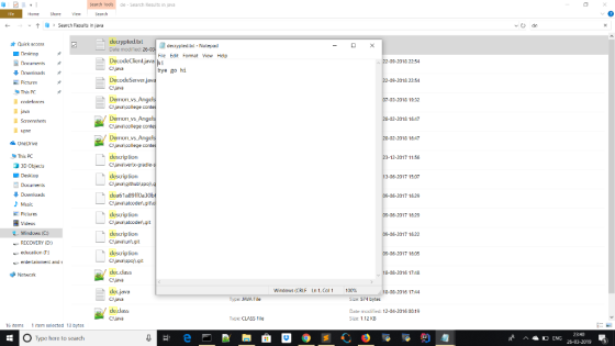 Search Tocls de Search Results in java Home Shae Search > search Results in Java ˇ File Edit Fomat w Help DecodeClienljava hi
