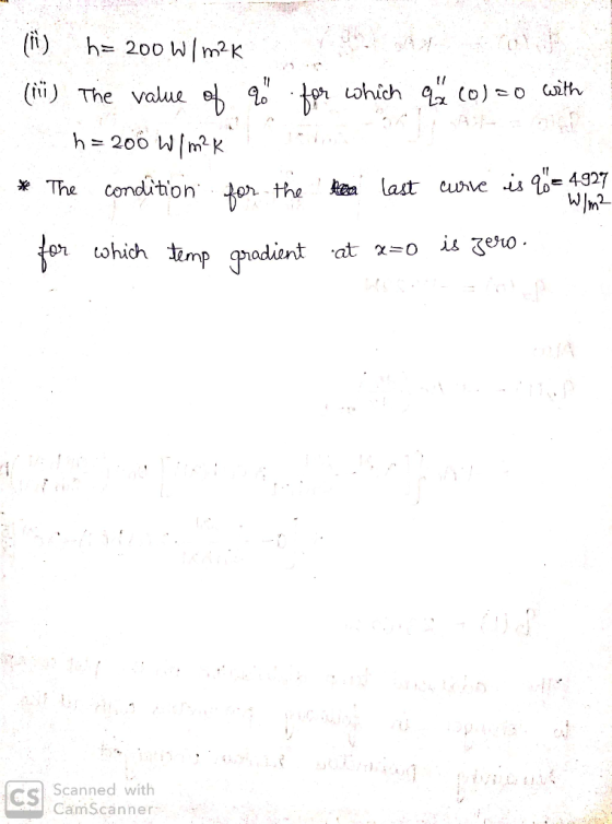 (i) h 200 Wm2K (ii) The value torohich (o) O Cth h= 200 Wm2 K condition o is - 4927 m2 Rea last Cunve The the twhich temp rad