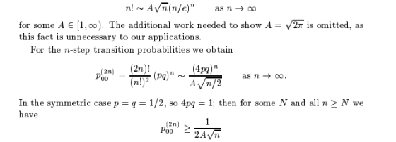 n!AVn(n/e) as n 00 for some A E [1, 00). The additional work needed to show A = /2x is omitted this fact is unnecessary to o