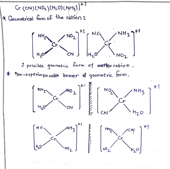 Geometrcal form of the cabion Cr cr NO 2 poseille 9°ometrie form atio n on-superimposable mere geometr NH NH 3 2. Cr Cr CN CN