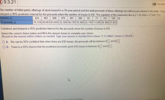 9.3.21 E Questio The number of initial public offerings of stock issued in a 10-year period and the total proceeds of these o