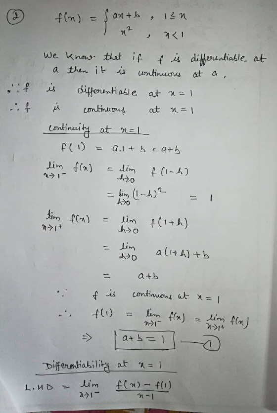 fln) 2 11 J is ditfereatiable at We know that if a thin it i wntinuow Cit a differntiable at nl Lontinuons at ombinuity at n