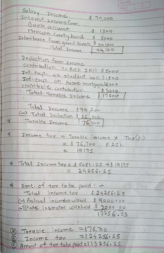 Page lame ま70 interest incomeem rbentante-forn.gondaments-10.0。 Deduch 一 Bank acccunt Meiope Court 41200 $ 3ooo 4 Totaul Tota