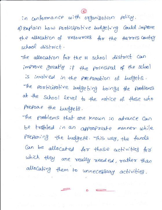 in Confoomance with o ganiaion poly e) xplain how paoapave budgeln Could impave the allocation of ze8ourceg school distnict T
