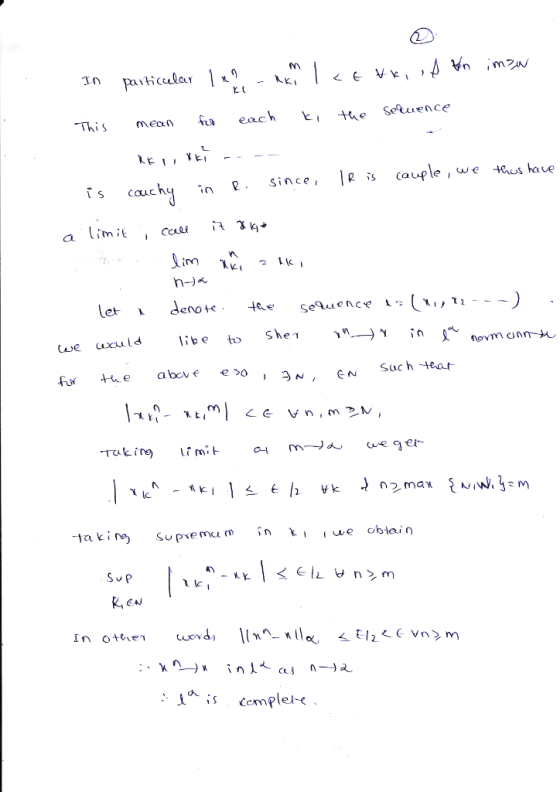 This mecn ea e Setuence \디 사 : 2 is cauplee ts have Ts cauchy in e. since, a imi derot Se Such+eat Vk Hakin A.