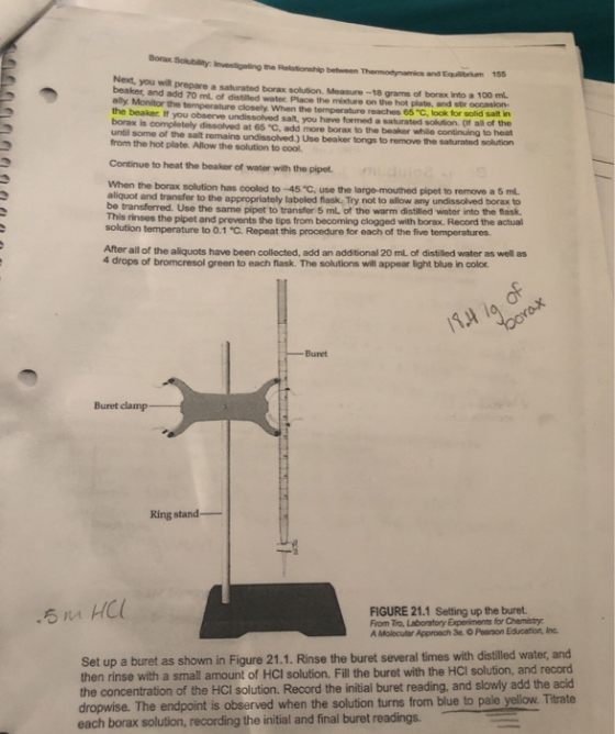 Borax Solublity Investigating the Relationship between Thermodynamics and Equilibrium 155 Next, you will prepare a saturated