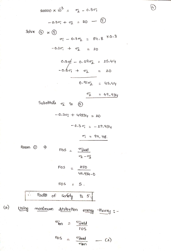 Solve (O (5 o.- 45,44 49.93 Substitute σί in -0,3 ơi . -29.934 Giek Fos - 3 49 934-0 5 . FOS fad?) of safely (b)sing maximum