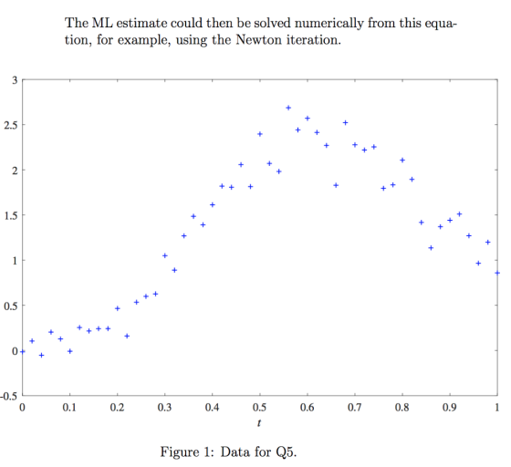 The ML estimate could then be solved numerically from this equa- tion, for example, using the Newton iteration 3 2.5 + 2 + +