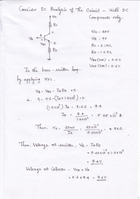 Componenta Ve VBE Re as요 t-AxLD3 Ie 8.4 V Vobeuye at