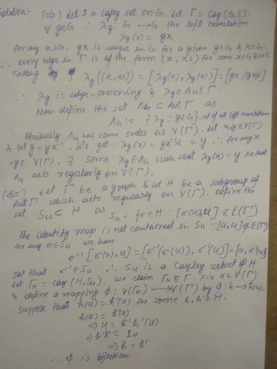 olubion )et sa cafay set on G. let cay CG,S Ag: G Gthe Lefl transtation for any reG. 9% is unigue in G for Lin Tis given geG