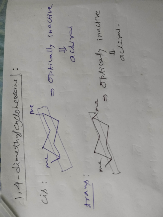 1,4-inethcytloheseane p me =OPMall inacie T achiral OPiol inacrve T acliy