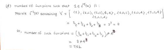 (d numbes of Runcions such that ef(a) 1,2,3,4 (30+%,+3c2+ 3c3 \ -4 so, furuian: number of such S12