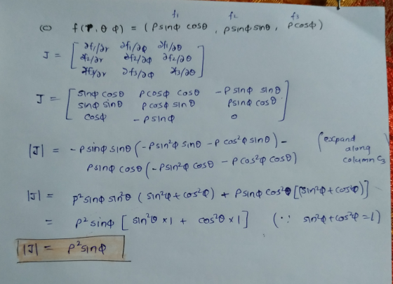 fr f(P.0 4)=(Psint coso Pcosdo) QUIS DUISD J = elae oelte berete -P Sinp sin Sind Cose PCOSD Cos J = PSind Cosΰ P Cosp Sin Co