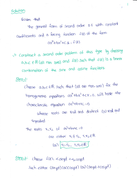 Solution Given tha The gereral omoSerord oder DE tcorelant Coefficients ond a excing unconf the frm Construct a Secard oider