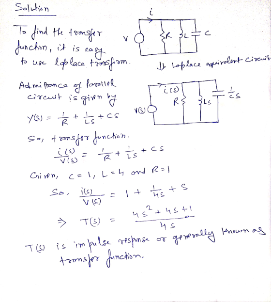 Solutien T ind ttm funchun, iis Ltp lace tsm 3L fo u JLoplace eaivolort Cireuit Adt mi omce f lote ciTcuit is R 3Ls + CS L S