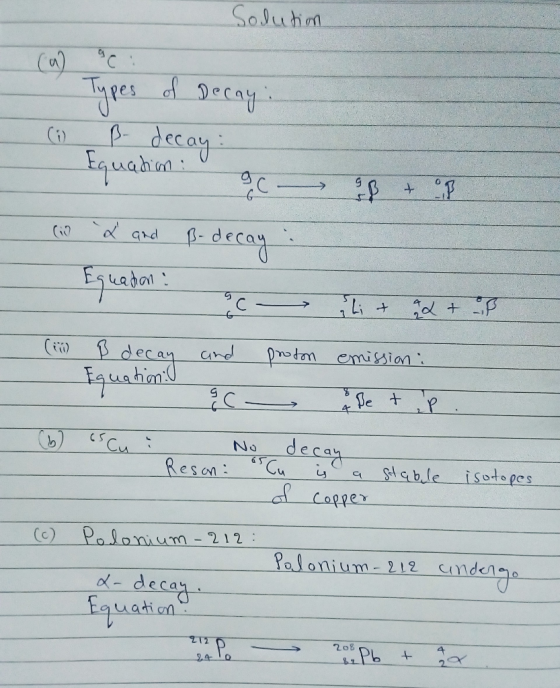 esc ec a Labo han: b) C Copper Cc) onium-212 d- deca quaticn