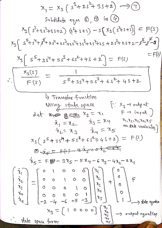 2. 7 Subtikut in 2+) -s( FO) - 2S 3 SS 51S +252S Ft +3s+ 5 FS) S F(S) Tramfer fntim Usna state spae det = Ai xutut input 1,21