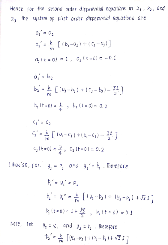 Hence For the second order differntial equations in x , 22, and the system OF First order diffe rential equations are a, 3 а,