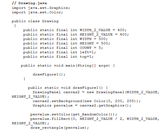 // Drawing.java import java.awt.Graphics; import java.awt.Color; public class Drawing public static final int WIDTH 2 VALUE40