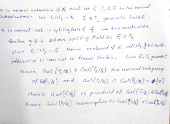 4e two nonmal & amd ut F,FCE E s nonmal exteon Subextennon Let fin F,F gennate field E has two imeduible spliting freldf f Ei