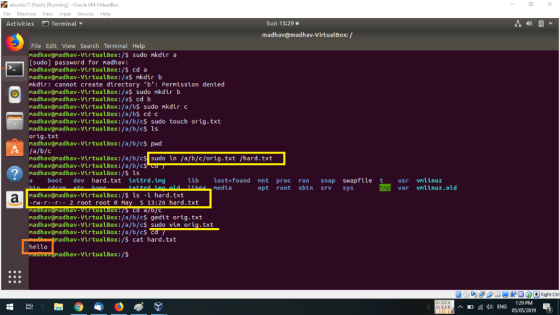 ubuntu17 (fresh) [Running)- Oracle VM VirtualBox File Machine View Input Devices Help Activities Terminal Sun 13:29 madhav@ma