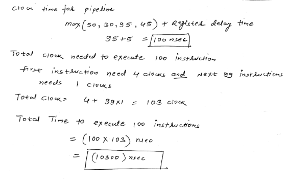 Pipe ine morx (s0, fos me Clo C Rgistek delay time 45 9S+5 /O o nsec insthcion Total necded to execute Oo firt Jnstluctions i