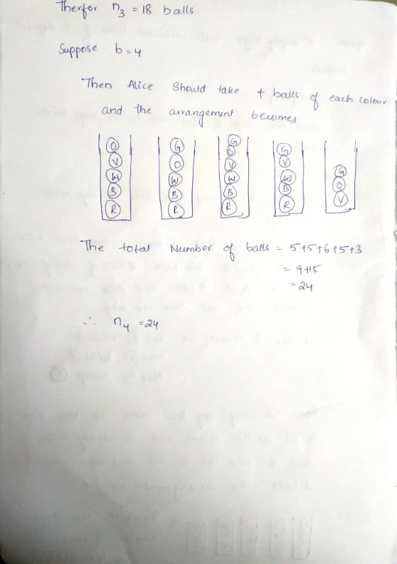 Suppose b-v Then lice Shoud take bait d each coleu and the aanqemunt bcuomes lU hi The tota Number batls 5tst6tst.3 Ntemb o H