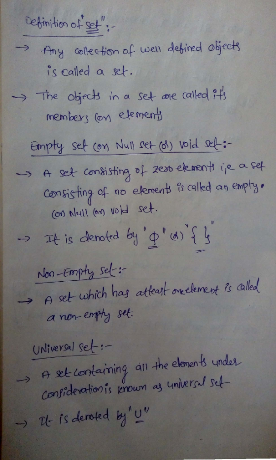 mition o fin y colection opwen defined o与ects is caled a sek membeys (e element Empty set on Null ge d) oidl: Consisting of n