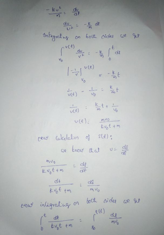 - ku af du dt negretny on bolt cide e vCf) du dt v2 vo Ct) t tt uCE) ve) mvo 6t tm tou Calcolalon (F)S de dt dt mvo aider e t