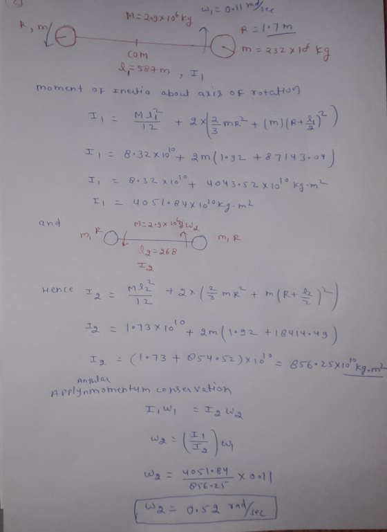 es Co M moment PF ょnedi q about ax 13 of Y。 rn 시 1 2 3 and p. m, R 3 268 1 o 오 An jula A prlynmomentum conser vaton