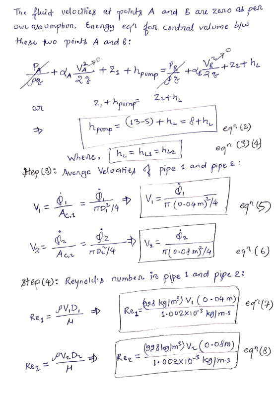 The fluid velodiez et pehuh A and B anu zno a p Zeno ai peJt oJl contol valvne Zith a0 Pump eqn (3(4) Aenge Vele aie q pipe 1