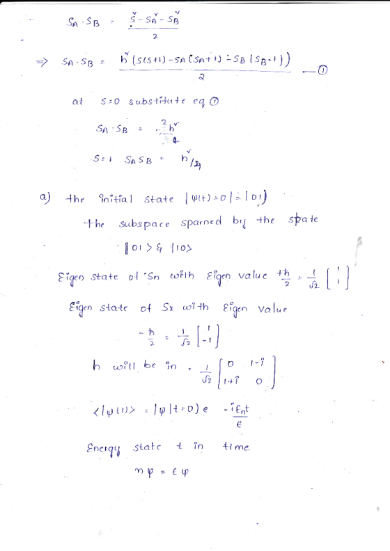 2 2. t he subspace sparne d b the spa te igen sta-te of S th Eign Value J2. 2. Encq statc t Tn 4t me
