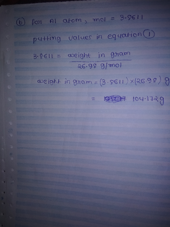 pltHngvalues i euation 3.861| weight in 131am 6.99 0/onol