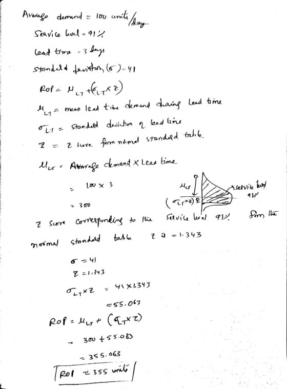 Aveago demnd = lou unh/^ StandJav, ( ) y mean lead ti ckmand dn far namu standgd tahb Mr Avmre dmand x Leas time Lov x 3 Aset