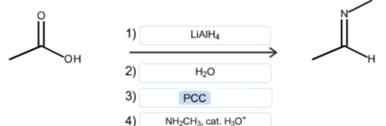 1) 2) 3) 4 NH CH, cat. HO* LiAIH4 ?? H20 ???